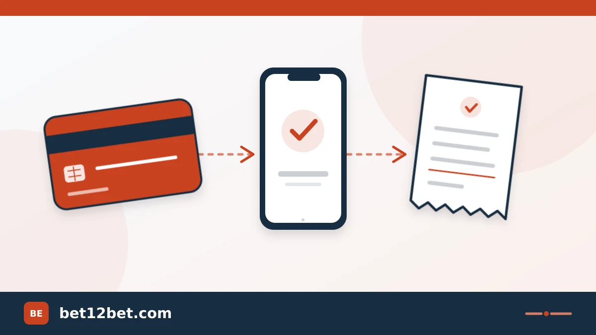 Bank card, phone and receipt linked in a payment diagram